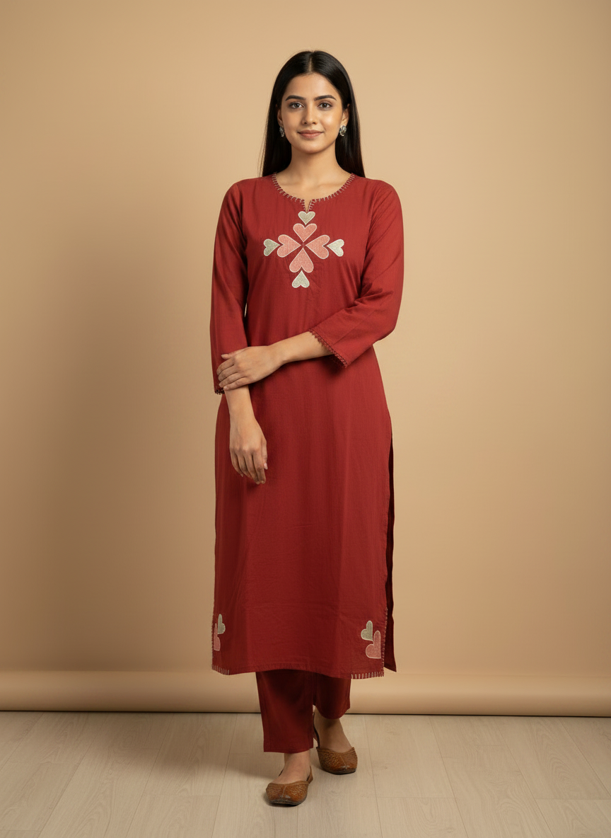 Ruhvi – Heartwork Kurta Set