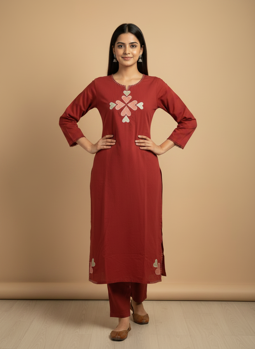 Ruhvi – Heartwork Kurta Set