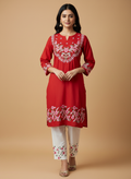 Aarohi - Crimson Festive Kurti Set