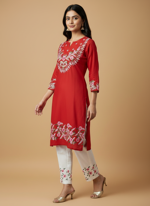 Aarohi - Crimson Festive Kurti Set