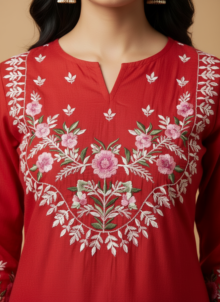Aarohi - Crimson Festive Kurti Set